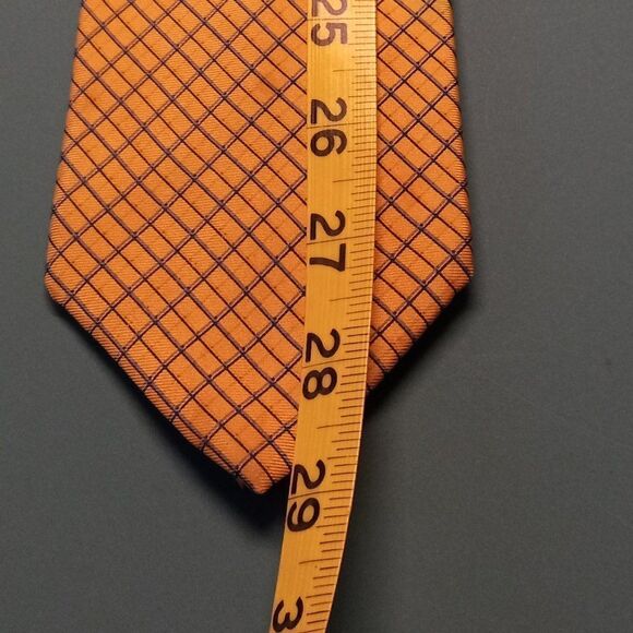 Tommy Hilifiger Silk Golden color Blue and  Black stripe Tie - Picture 2 of 7